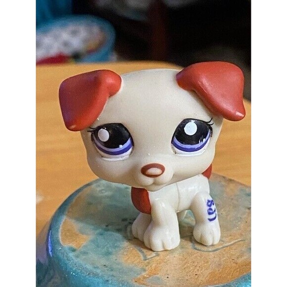 Littlest Pet Shop LPS Authentic #1743 Jack Russell Dog Pup Blue Eyes Hasbro - Picture 1 of 8